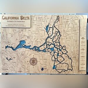 COPY - Custom wooden engraved map of California Delta